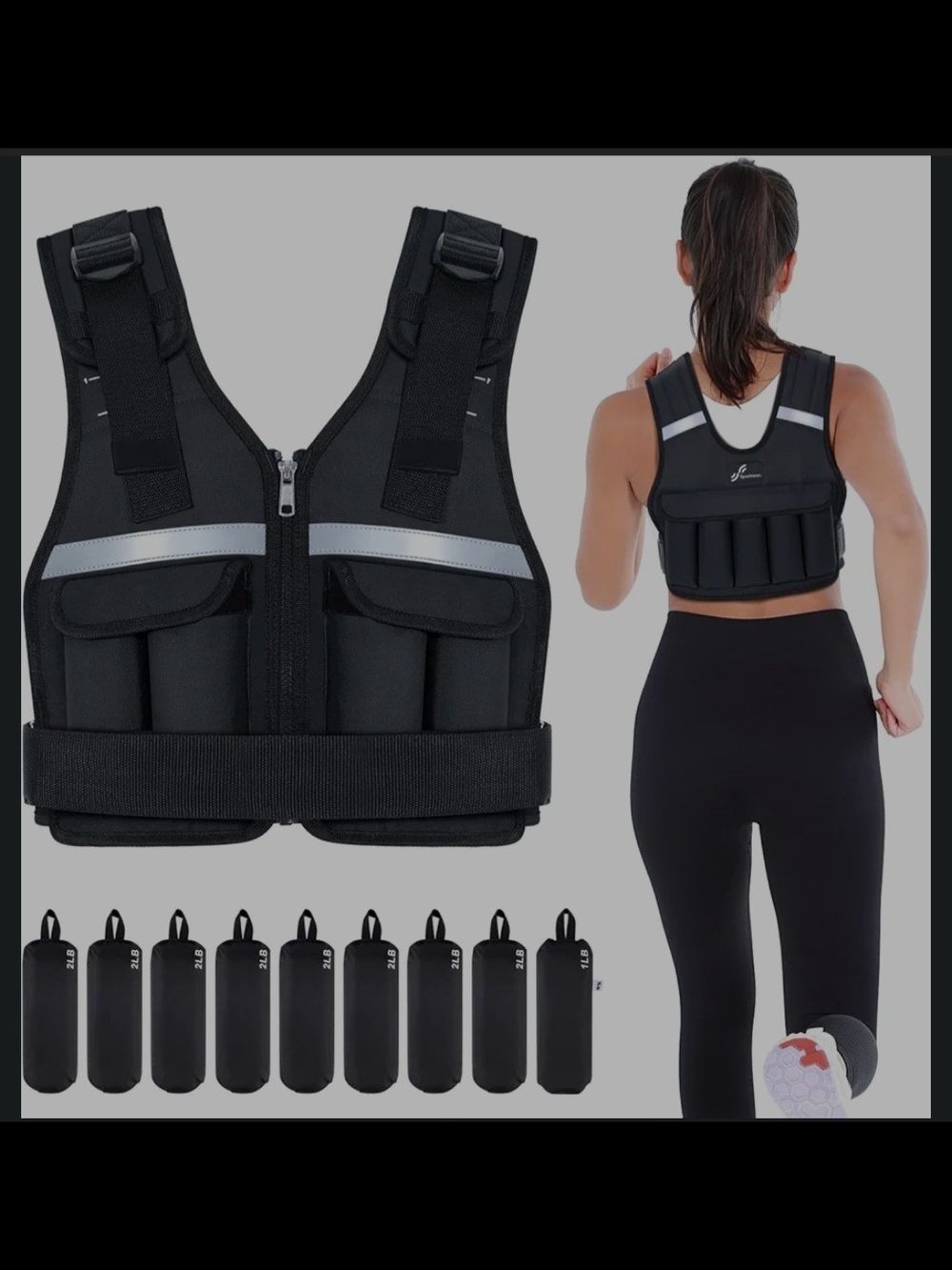 Adjustable Black Weighted Vest for Men Or Women Exercise & Training